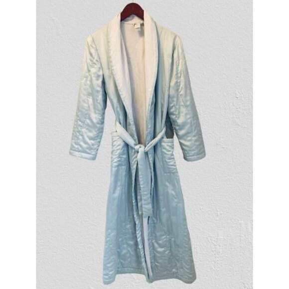 Liliana Ranconesi Light Blue Quilted Robe With Belt Pockets Made in Italy - M - Picture 1 of 9
